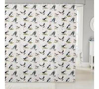 Homewish Cartoon Puffin Bathroom Curtains for Kids Cute Audubon Birds Print Fabric Shower Curtain 72" Wx72 L Kawaii Atlantic Puffins Shower Curtain Watercolor Wild Animal Bathroom Accessories,White