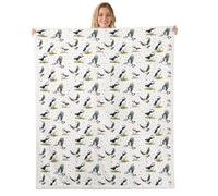 Homewish Cartoon Puffin Fleece Blanket for Kids Cute Audubon Birds Print Blanket Baby Kawaii Atlantic Puffins Throws Watercolor Wild Animal Sofa Throw,White