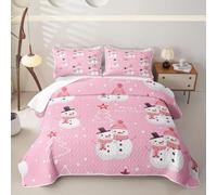 Homewish Cartoon Snowman Double Quilted Bedding Set