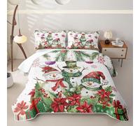 Homewish Cartoon Xmas Snowman Quilted Bedspread King