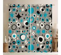 Homewish Celestial Geometric Blackout Curtains 46 x 72 Inch for Bedroom - Abstract Circular Pattern Eyelet Curtains for Living Room - Luxury Chic Window Drapes 2 Panels Universe Starry Sky Decor