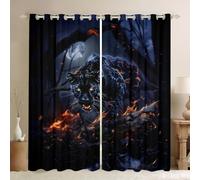 Homewish Cheetah Curtains for Living Room,Black Leopard Print Curtains & Drapes Jungle Big Cat Wildlife Blackout Curtains 2 Panels 46x54,Wild Woodland Animals Window Curtains