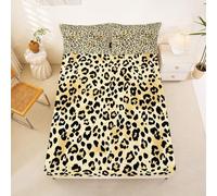 Homewish Cheetah Print Bedding Set Single Leopard Skin Watercolor Fitted Sheet Abstract Geometric Spot Bed Sheets for Kids Teens Girls,Wild Animal Skin Bed Cover 2 Pcs