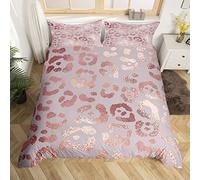 Homewish Cheetah Print Bedding Set Super King Rose Gold Colored Leopard Print Comforter Cover Luxury Pink Sequin Duvet Cover Safari Animal Bedding,Ultra Soft Cozy Durable Quilt Cover