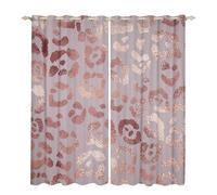 Homewish Cheetah Print Blackout Curtains Rose Gold Colored Leopard Print Curtains & Drapes Luxury Pink Sequin Curtains 46"X72" Safari Animal Window Drapes For Bedroom Durable Window Treatments