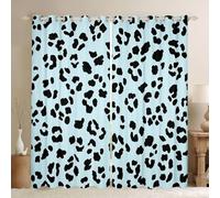 Homewish Cheetah Print Window Curtains 52 x 90 Inch 2 Panel Sets - Blue Leopard Skin Blackout Curtains Abstract Geometric Spot Window Treatments Drapes Animal Hide for Bedroom