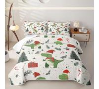 Homewish Christmas Dinosaur Quilted Bedspread King