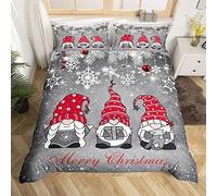 Homewish Christmas Gnomes Duvet Cover Xmas Theme Comforter Cover For Kids Boys Girls Teens Adult Santa Claus Snowflake Bell Bedding Set Merry Christmas Bedspread Cover With 2 Pillow Cases Grey King