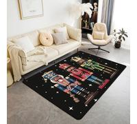 Homewish Christmas Nutcracker 150x200 cm Area Rug - Cartoon Soldier Living Room Rug Royal Guarder Galaxy Rugs for Bedroom, Cute Xmas Puppet Carpet Indoor Floor Mat