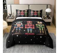 Homewish Christmas Nutcracker Duvet Cover Set Cartoon Soldier Cotton Comforter Cover - Royal Guarder Galaxy Super King Bedding Set, Cute Xmas Puppet Bed Sets