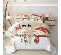 Homewish Christmas Snowman Double Quilt Microfiber