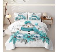 Homewish Christmas Snowman Quilted Bedspread Set King
