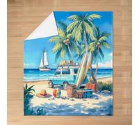 Homewish Coastal Ocean Flannel Blanket 30"x40" for Sofa