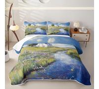 Homewish Colourful Flower Meadow Single Bedspread Microfiber