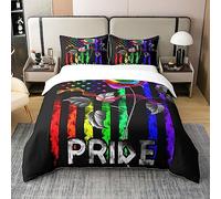 Homewish Cotton Gay Pride Duvet Cover,Lgbt Pride Accessories,Rainbow Flags Bedding Set for Youth,Glowing Watercolor Rose Comforter Cover,Lgbt Bed Sets with 2 Pillowcases,King