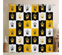 Homewish Crown Blackout Curtains for Bedroom, Black and White Lattice Window Curtains 2 panel Sets 52 x 90 Inch,Buffalo Plaid Decor Buffalo Checkered Grid Window Treatments Drapes