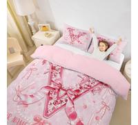Homewish Customized Coquette Bow Duvet Cover Single Pink Groovy Floral Trendy Cute Bowknot Bedding Set Initial Letter V Aesthetic Bow Gifts Girls Quilt Cover for Girlfriend/Mom/Sister(V)