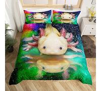 Homewish Cute Axolotl Duvet Cover King Size for Girls Child Boys,3D Rainbow Axolotls Bedding Set Sea Wildlife Animals Reptile Comforter Cover Kawaii Axolotl Bed Sets Kids Ocean Theme Bedroom Decor