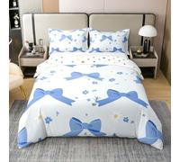 Homewish cute bows Double Duvet Cover boho Floral Coton Bedding Set Dreamy Princess Bowknots Quilt Cover rustic daisy flowers Bed Sets