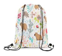 Homewish Cute Capybara Drawstring Backpack 33 x 40 cm, Kawaii Animals Florals Printed Drawstring Bags, Cartoon Wildlife Draw String Back Bag For Sport, Green Brown Flowers Bird String Backpack