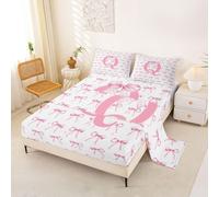 Homewish cute coquette bow Bed Sheets Single personalized initial letter Sheet Set princess dreamy bow-tie Bedding Set - modern fashion Fitted Flat Sheets 3 Piece