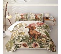 Homewish Cute Dachshund Dogs King Size Quilt Set 3 Piece