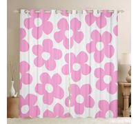 Homewish Cute Hot Pink Daisy Blackout Curtains Retro Hippie Flowers Curtains for Living Room Bedroom 70S Groovy Floral Window Treatments Vintage Garden Aesthetic Drapes 2 Panels,52 x 63 Inch