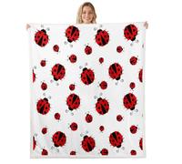 Homewish Cute Ladybug Fleece Blanket 127x152cm for Sofa
