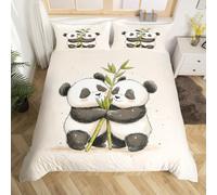 Homewish Cute Panda Duvet Cover for Kids Boys Girls Teens, Cartoon Panda Print King Bedding Set Kawaii Animal Themed Quilt Cover Bedroom Decor, Black White Bear Pattern Bed Sets, Reversible