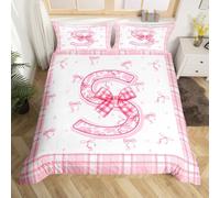 Homewish Cute Pink Bows Comforter Cover Dreamy Initial S Bedding Set King, Dreamy Princess Bow Knot Duvet Cover For Kids Boys Girls Adults Fashion Aesthetic Room Decor Bed Set