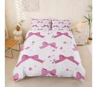 Homewish cute pink bows Duvet Cover Single boho Floral Bedding Set Dreamy Princess Bowknots Quilt Cover rustic daisy flowers Bed Sets