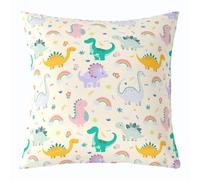 Homewish Cute Rainbow Dino Cushion Covers 50 x 50 cm | Cartoon Dinosaur Decorative Throw Pillow Cases Ancient Wildlife Square Pillowcase Cute Style for Sofa Couch Office