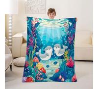 Homewish Cute Sea Otter Flannel Blanket 40"x50" for Couch