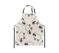 Homewish Cute Sheep Kitchen Apron 78x66cm,Funny Sheep Chef Apron for Kids Child Boys Girls,Cartoon Animals Apron for Cooking Kitchen,Farm Animals Waterproof Cooking Apron for Sheep Lovers,Beige