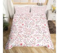 Homewish daisy floral pink Double Bedding spring decor summer flower Duvet Cover Set Botanical Quilt Cover watercolor style Bed Sets