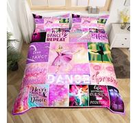 Homewish Dancer Duvet Cover Single for Kids Girls,Ballerinas Dance Girl Gift Bedding Set,(not real) Glitter Sequins Comforter Cover Dancer Gifts,Rainbow Colorful Patchwork Quilt Cover, 1 Pillowcase