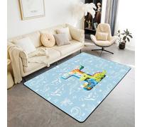 Homewish Dino Initial Letter I Area Rug 150x200 cm Dinosaur Monogram Rug For Bedroom Living Room Jungle Animals Carpet Decor 3D Dinosaur Indoor Floor Mat Non Slip