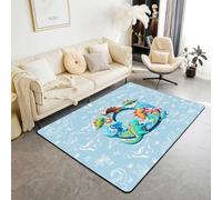Homewish Dino Initial Letter O Area Rug 150x200 cm 3D Dinosaur Rug For Bedroom Living Room Dinosaur Animals Carpet Decor Wildlife Style Decor Indoor Floor Mat Non Slip