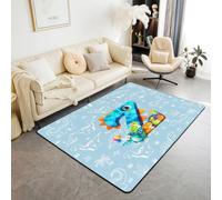 Homewish Dino Jungle Animals Area Rug 100x150 cm 3D Dinosaur Living Room Rug Non Slip Dinosaur Initial Letter Z Carpet For Bedroom Kitchen Wildlife Style Decor Indoor Floor Mat Non Slip