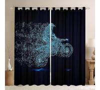 Homewish Dirt Bike Kids Curtains for Bedroom, Motocross Rider 30%-50% Blackout Window Treatments for Boys, Motorcycle Extreme Sport Drapes 66" Wx90 L