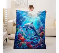 Homewish Dolphin Flannel Blanket 30"x40" for Sofa