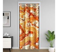 Homewish Dragon Door Drape Mysterious Easten Dragon Blackout Curtain Oriental Cloud Room Divider Curtain 59" W x 80" L Magical Animal Pattern Door Curtain Orange Yellow Decor