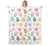 Homewish Easter Eggs Sherpa Blanket Happy Easter Themed Fuzzy Plush Throw Colorful Eggs Fleece Blanket - Butterfly Floral Decor for Bed Couch Baby 30"x40"
