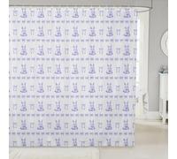 Homewish Easter Rabbit Shower Curtain 72" W x 78" L - Cute Bunny Bowtie Waterproof Bathroom Curtains Modern Purple Bows Striped Bath Curtain Pet Animals Bow Knot Bathroom Accessories