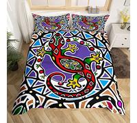 Homewish Exotic Lizard Duvet Cover Colorful Chameleon Bedding Set For Boys Girls Wildlife Reptile Creature Comforter Cover Hippie Boho Floral Bed Set Double,Wild Safari Theme Kawaii Room Decor