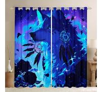 Homewish Exotic Wolf Curtains for Living Room,Dream Catchers Curtains & Drapes Rose Flowers Galaxy Blackout Curtains 2 Panels 46x54,Wild Woodland Animals Window Curtains