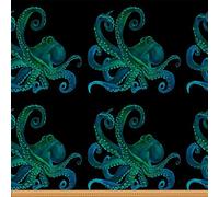 Homewish Fabric by The Yard, Octopus Ocean Upholstery, Blue Green | Tentacle Decorative Fabric for Chairs, Wild Sea Theme Indoor Outdoor, Marine Diy Art Waterproof 1 Yard