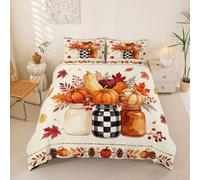 Homewish Fall Harvest Super King Duvet Cover with 2 Pillowcases