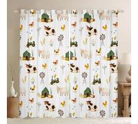 Homewish Farm Animal Blackout Curtains For Kids Boys Girls Chickens Sheep Cow Window Curtains 2 Panels 66 x 72 Inch Rustic Farmhouse Windmill Window Treatments Drapes For Bedroom Living Room
