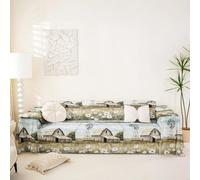 Homewish Farmhouse Couch Cover Rustic Barn Farm Scene Sofa Cover Rural Country Wild Flowers Couch Protector Countryside Sofa Slipcover,180x381